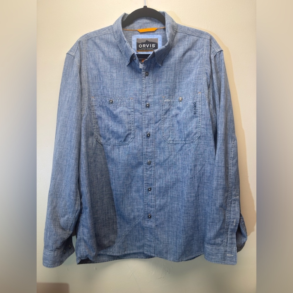 Orvis Men's Tech Chambray Long-Sleeve Work Shirt Large